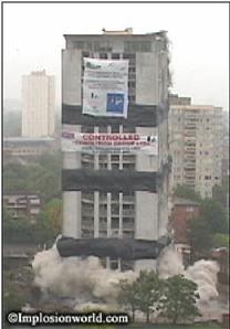 Barrie House, South Acton demolition photo. The block was demolished in July 2001. Isabella Wesoly began to write a poem about the block in 1983. Read her ode to the tower block here